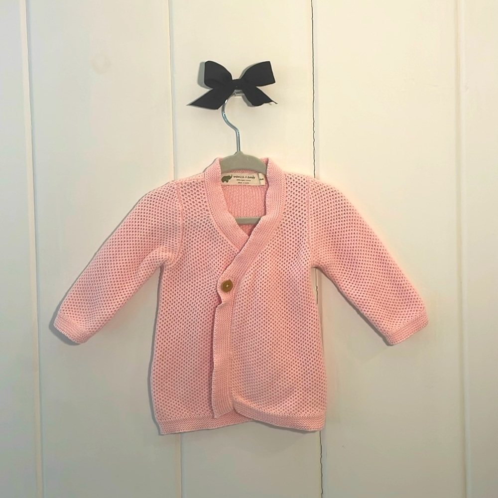 Monica + Andy pink knit cardigan sweater 3-6m